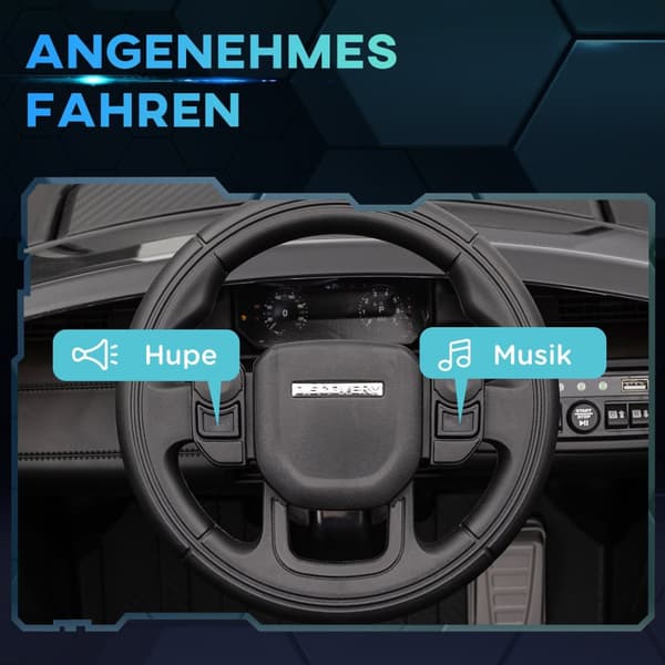 Barnelbil 12V barnbil med 2,4G fjärrkontroll, musik, signalhorn, elfordon med LED-ljus, USB/MP3-port, 3-5 km/h, för barn 3-6 år, svart