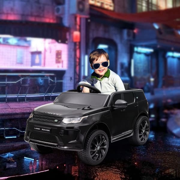 Barnelbil 12V barnbil med 2,4G fjärrkontroll, musik, signalhorn, elfordon med LED-ljus, USB/MP3-port, 3-5 km/h, för barn 3-6 år, svart