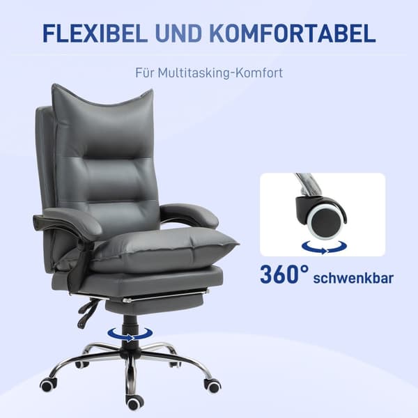 Työtuoli kallistustoiminnolla, ergonominen työtuoli, korkeussäädettävä kääntyvä tuoli jalkatuella, pehmustettu, kestää jopa 135 kg, toimistoon, opiske