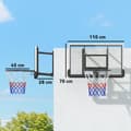 Miniatyrbillede 4 af 10: Basketballring med bagvæg til udendørs & indendørs, basketballbræt med Ø45 cm stålring og net, vægmontering, basketballbræt til voksne, sort