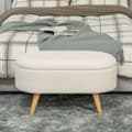 Miniatyrbillede 9 af 10: Bænk med opbevaringsplads, polstret bænk med låg, sengebænk med teddy-fløjlslook, til entre, soveværelse, stue, træramme 82 x 41 x 45 cm hvid