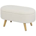 Miniatyrbillede 1 af 10: Bænk med opbevaringsplads, polstret bænk med låg, sengebænk med teddy-fløjlslook, til entre, soveværelse, stue, træramme 82 x 41 x 45 cm hvid