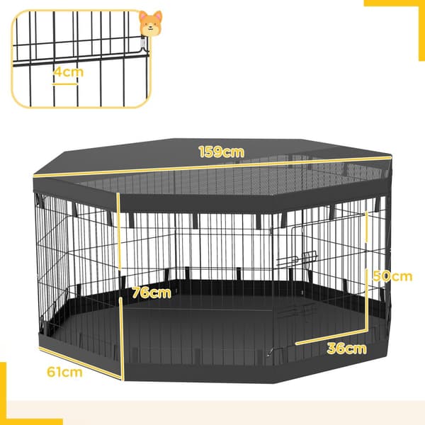 Valpeløp, lekegrind med dører, vinduer, lekegrind med pustende nett, for små og mellomstore hunder under 20 kg, innendørs og utendørs, 159 x 159 x 76