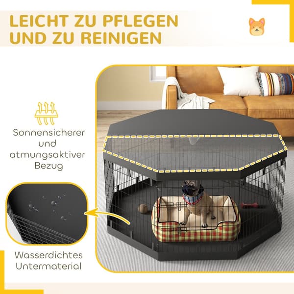 Valpeløp, lekegrind med dører, vinduer, lekegrind med pustende nett, for små og mellomstore hunder under 20 kg, innendørs og utendørs, 159 x 159 x 76