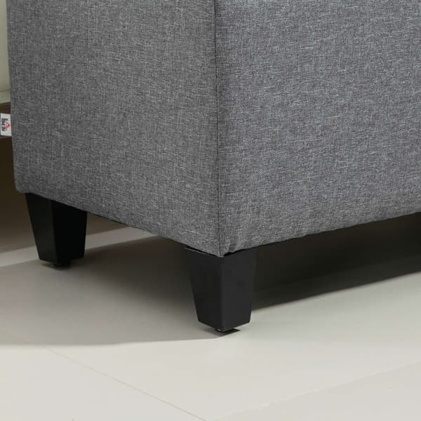 Benk trukket benk med oppbevaringsplass brystbenk gang soverom stue lin-lignende polyester gummitre lys grå 100 x 40 x 44 cm