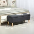Pikkukuva 4 / 10: Penkki verhoiltu penkki säilytystilalla vuodepenkki liinavaatteilla etsiä eteiseen makuuhuone olohuone kumipuu tummanharmaa 110 x 39 x 45 cm