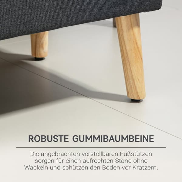 Benk trukket benk med oppbevaringsplass sengebenk med linlook for gang soverom stue gummitre mørk grå 110 x 39 x 45 cm