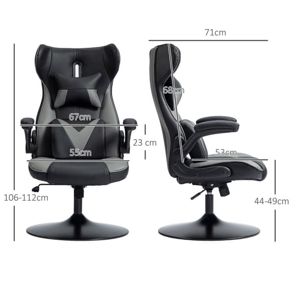 Gamingstol med vippfunktion, ergonomisk datorstol, höj- och sänkbar kontorsstol, roterande skrivbordsstol med huvud- och ländkudde, bärförmåga upp til