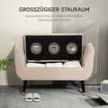 Miniatyrbilde 5 av 10: Luksusbenk polstret benk med oppbevaringsplass armlener brystbenk fløyelsmyk polyester gummi trebeige 107 x 42 x 65 cm