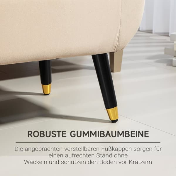 Luksusbenk polstret benk med oppbevaringsplass armlener brystbenk fløyelsmyk polyester gummi trebeige 107 x 42 x 65 cm