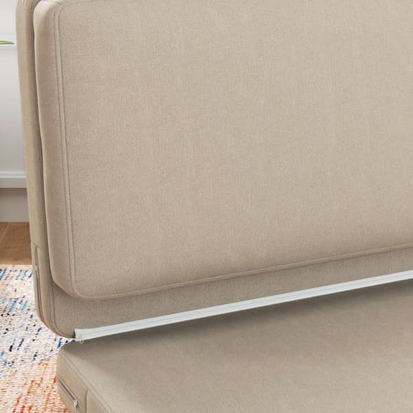 Gulvsofa 3-i-1 sammenfoldelig sovesofa med fløjlslook, polstret sovesofa kan holde op til 240 kg til soveværelse, stue, beige