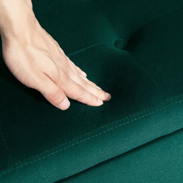 Luksusbenk polstret benk med oppbevaringsplass armlener brystbenk fløyelsmyk polyester gummi tregrønn 107 x 42 x 65 cm