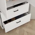 Pikkukuva 9 / 10: Keittiönkaappi, korkea kaappi säädettävillä hyllyillä, 2 laatikkoa, keittiön buffet ruokasaliin, olohuone, 75 x 39 x 178 cm, kermanvalkoinen