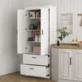 Pikkukuva 2 / 10: Keittiönkaappi, korkea kaappi säädettävillä hyllyillä, 2 laatikkoa, keittiön buffet ruokasaliin, olohuone, 75 x 39 x 178 cm, kermanvalkoinen