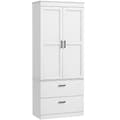 Pikkukuva 1 / 10: Keittiönkaappi, korkea kaappi säädettävillä hyllyillä, 2 laatikkoa, keittiön buffet ruokasaliin, olohuone, 75 x 39 x 178 cm, kermanvalkoinen