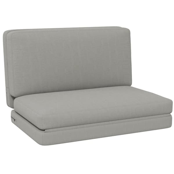 Gulvsofa 3-i-1 sammenfoldelig sovesofa med fløjlslook, polstret sovesofa kan holde op til 240 kg til soveværelse, stue, lysegrå