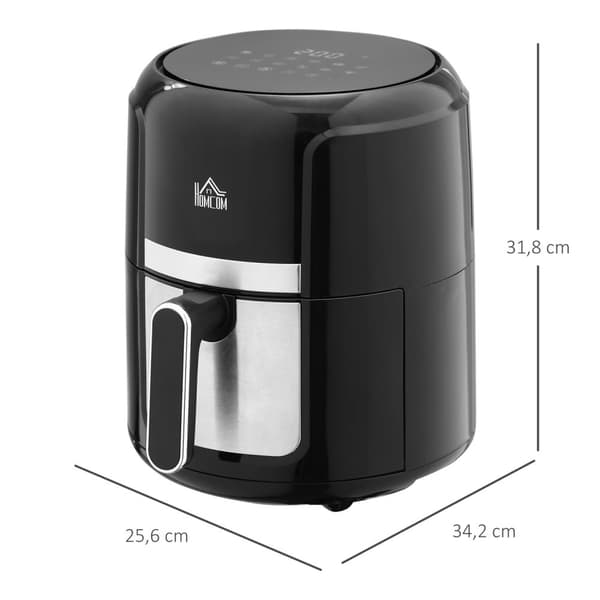 Varmluftfrityrkoker 4L Airfryer med 12 programmer, 60 min timer, non-stick belagt kurv, 1300W frityrkoker uten olje, med overopphetingsbeskyttelse, LE