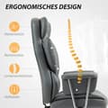 Miniatyrbilde 5 av 10: Kontorstol med liggefunksjon, ergonomisk skrivebordsstol, høydejusterbar svingstol med fotstøtte, polstret, kan holde opptil 120 kg, for kontor, arbei