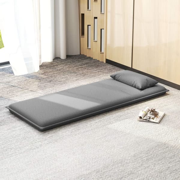 Gulvsofa 3-i-1 sammenleggbar sovesofa, polstret sovesofa med sovefunksjon, lastekapasitet opptil 150 kg, for soverom, stue, mørkegrå