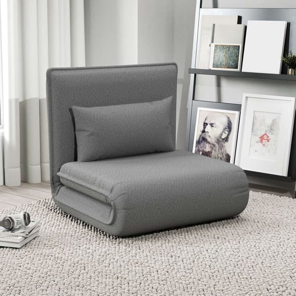 Gulvsofa 3-i-1 sammenleggbar sovesofa, polstret sovesofa med sovefunksjon, lastekapasitet opptil 150 kg, for soverom, stue, mørkegrå