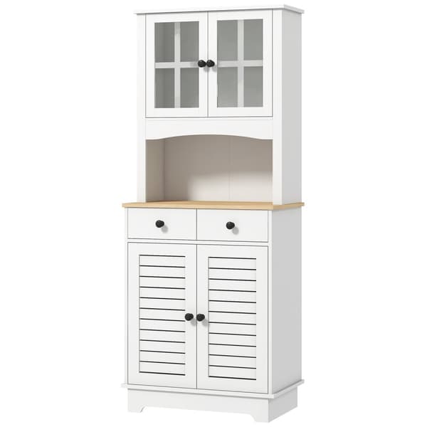 Køkkenskab, højskab med 2 skabe, køkkenbuffet med justerbare hylder, buffetskab, spisestueskab til køkken, spisestue, 68 x 39,5 x 170 cm, hvid