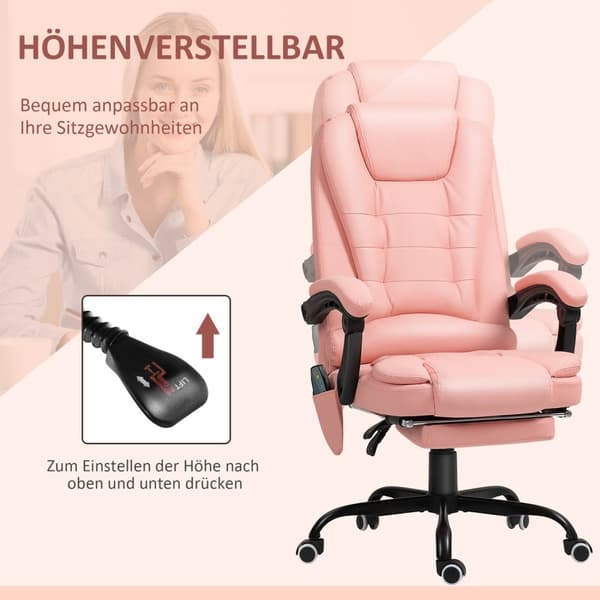 Työtuoli 7 pisteen hieronnalla, ergonominen työtuoli kallistustoiminnolla, korkeussäädettävä johtajien tuoli kaukosäätimellä, kantavuus 120 kg, opiske