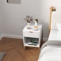 Miniatyrbilde 9 av 10: Nattbord med skuffer, sidebord, nattbord med oppbevaringsplass, nattbord til soverom, stue, 40 x 40 x 57 cm, hvit