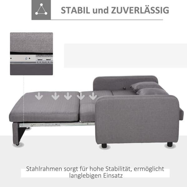 Bäddsoffa, bäddsoffa med förvaringsutrymme, kuddar, armstöd, 2-sits soffa med sovfunktion, linnelook, stoppad soffa med hjul för vardagsrum, sovrum, g