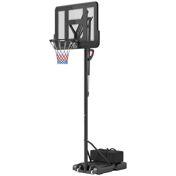 Utendørs basketballkurv, justerbar kurvhøyde 230-305 cm, basketballstativ med 110 x 75 cm bruddsikker bakvegg med hjul, fjærbelastet kurv, vekt for vo