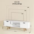 Miniatyrbilde 4 av 10: TV-skap, TV-stativ for fjernsyn opptil 65 tommer, lowboard med 2 skap og 2 hyller, TV-skap til stue, 150 x 39 x 50 cm hvit