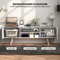 Miniatyrbilde 6 av 10: TV-skap, TV-stativ for fjernsyn opptil 65 tommer, lowboard med 2 skap og 2 hyller, TV-skap til stue, 150 x 39 x 50 cm hvit