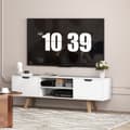 Miniatyrbilde 10 av 10: TV-skap, TV-stativ for fjernsyn opptil 65 tommer, lowboard med 2 skap og 2 hyller, TV-skap til stue, 150 x 39 x 50 cm hvit