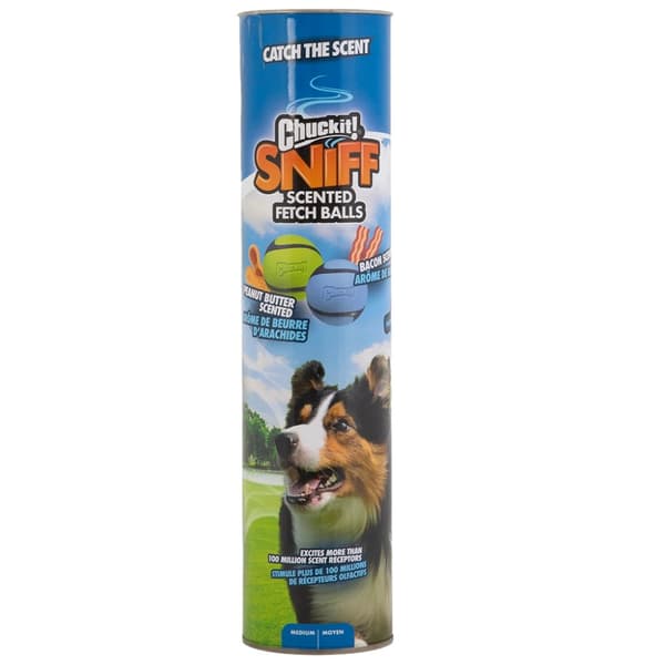 Chuckit sniff fetch balls md canister 4pk