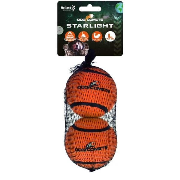 Hundekometer Starlight Star Tennisbal L Oranje 2st