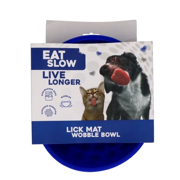 Spis Sakte Lev Lengre Lick Mat Wobble Bowl uad Blue