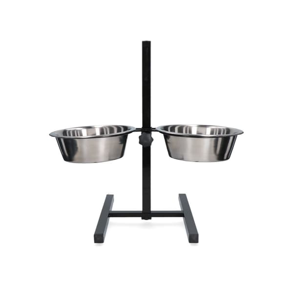 Foder- og drikkeskål i rustfrit stål T-stativ 2,80ltr Ø 25cm