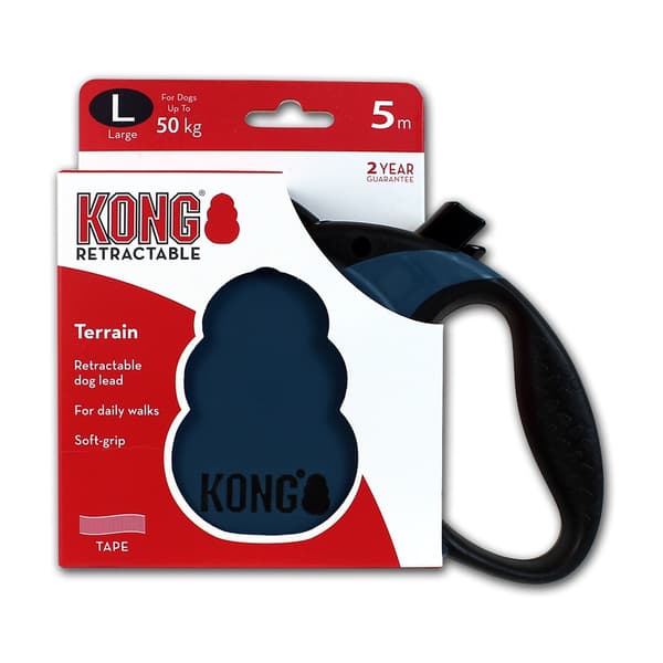 KONG sisäänvedettävä talutushihna Terrain Blue L (5m/50kg)