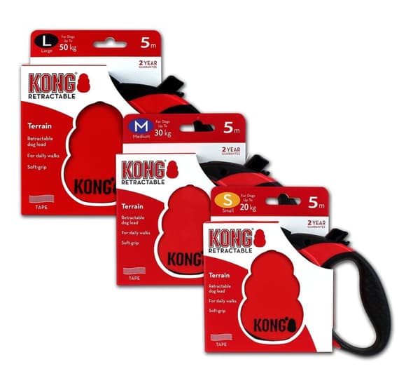 KONG infällbart koppel Terrängröd S (5m/20kg)
