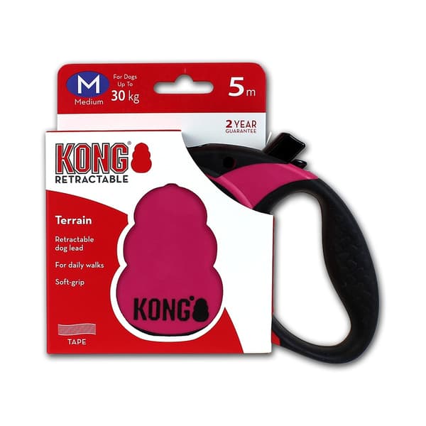 KONG uttrekkbar bånd terreng rosa M (5m/30kg)