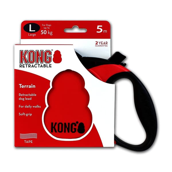 KONG sisäänvedettävä talutushihna Terrain Red L (5m/50kg)