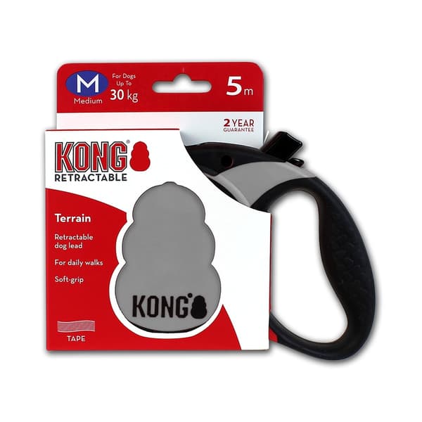 KONG uttrekkbar bånd terreng grå M (5m/30kg)