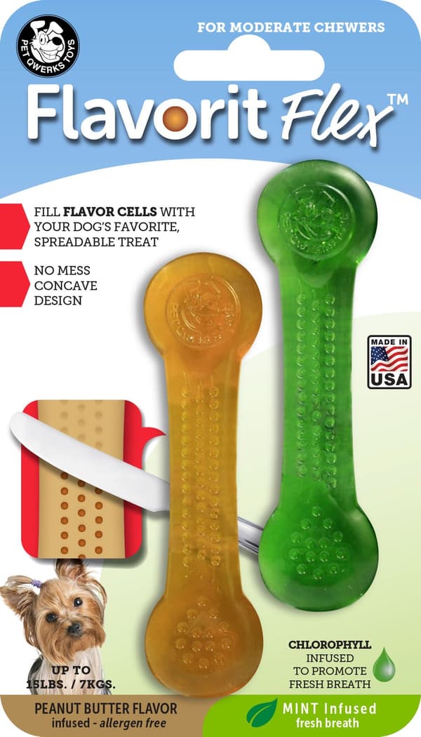 Pet Qwerks Flex Breath / Peanut Butter Bone S 10 cm 2 stk.