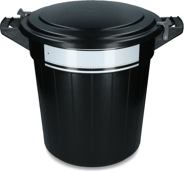 Opbevaringsspand 40 l sort, låg, lås og skrivelabel