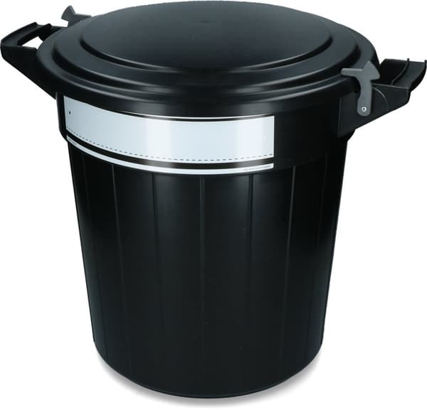 Opbevaringsspand 40 l sort, låg, lås og skrivelabel