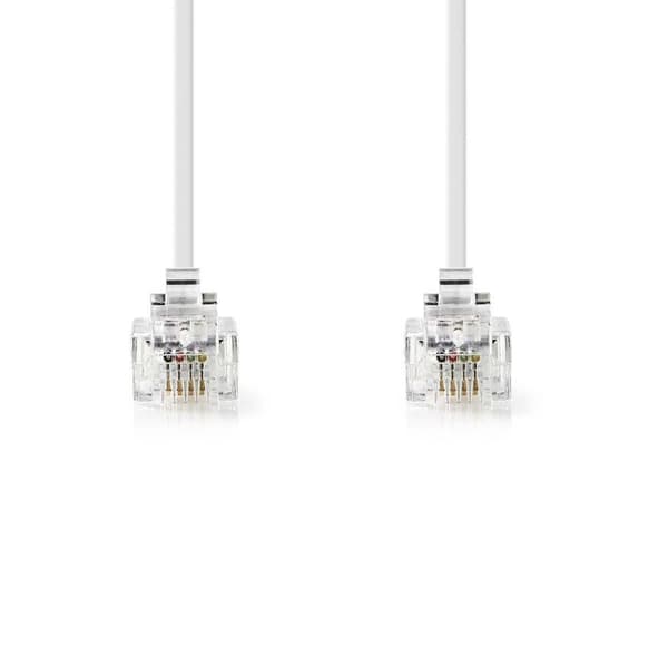Telekomkabel | RJ11 Hane | RJ11 Hane | 5,00 m | Kabeldesign: Platt | Kabeltyp: RJ11 | Transparent / Vit