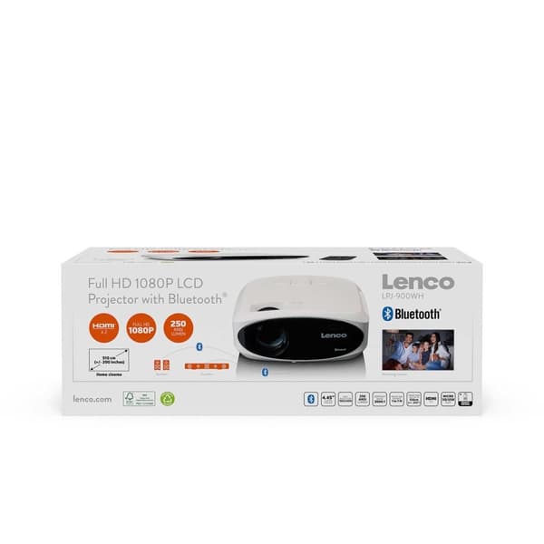 Full HD 1080P LCD-projektor med Bluetooth White