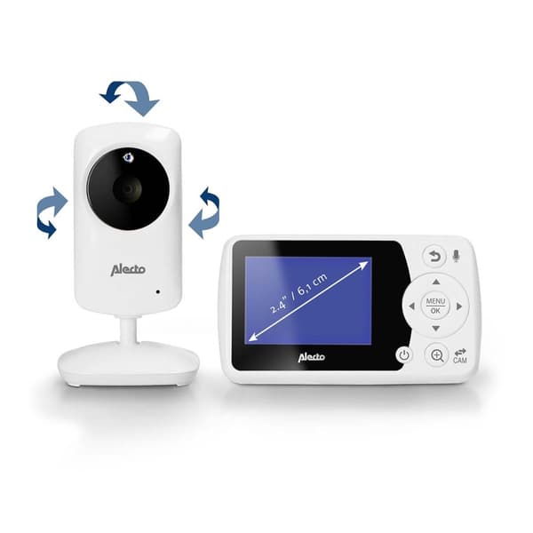 Babymonitor med kamera och 2,4" vit färgskärm