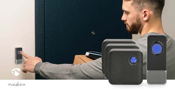 Trådlös dörrklocka | Nätdriven | 100 - 240 V AC 50/60 Hz | 1x 23A 12V | Volym: 110 dB | Signalräckvidd: 150 m | IP55 | Justerbar volym | 58 Melodier |