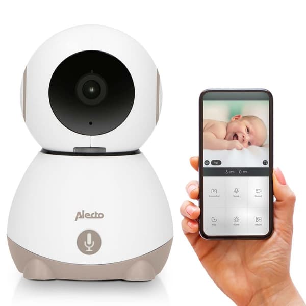 Wi-Fi babyvakt med kamera Vit/Taupe Mullvadsgrå, Vit