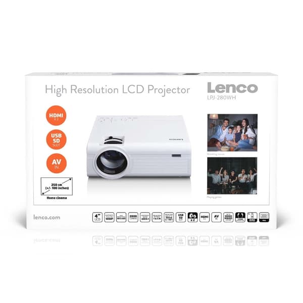 LCD-projektor med høy oppløsning, støtter Full HD 1080P innhold Hvit